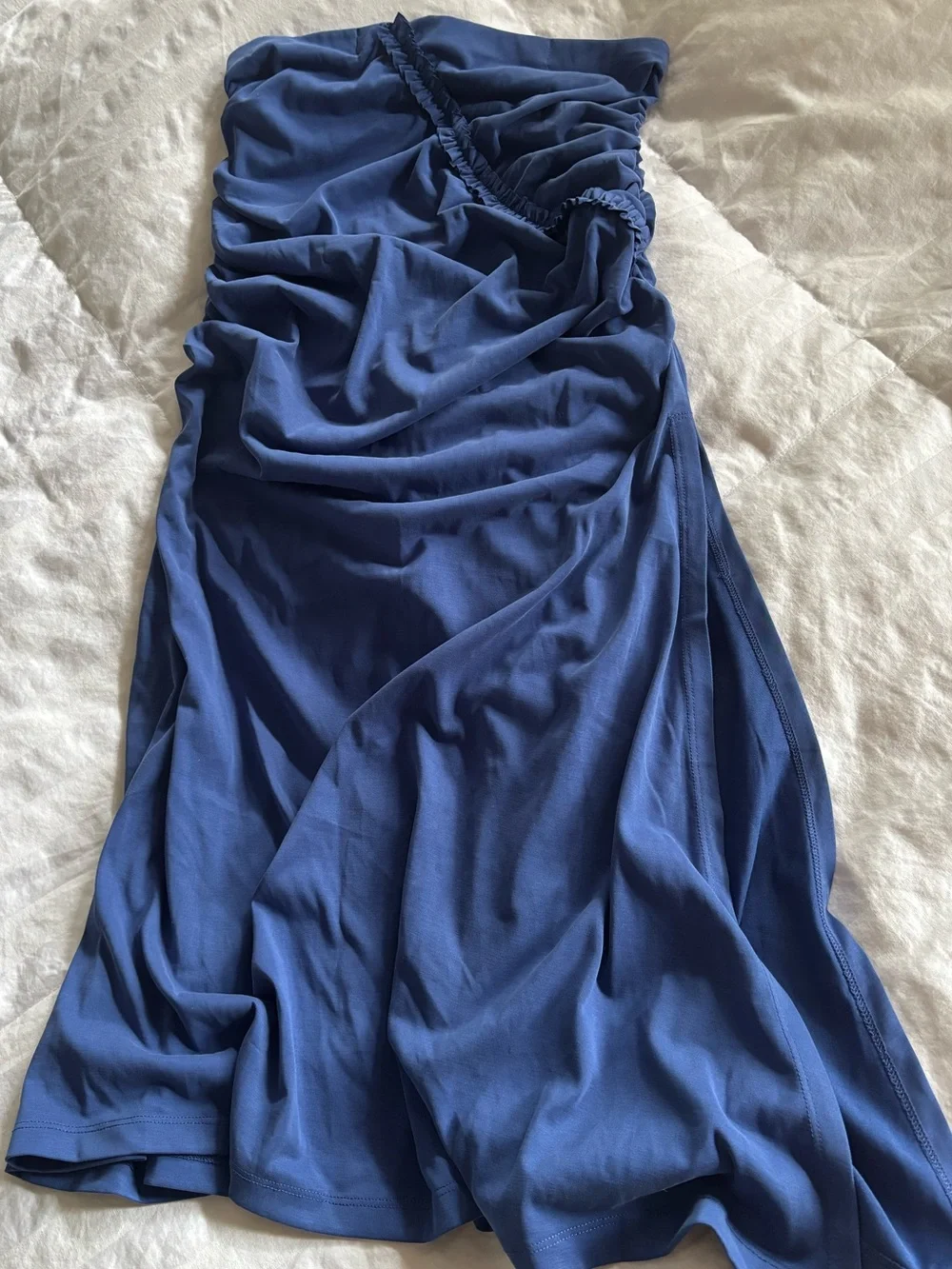 Anthropologie Celandine The Gabbie Ruched Midi Skirt in Blue sz Small